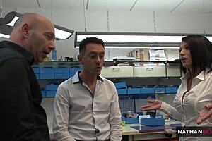 Milf secretary Katya Sikovas gets her ass roughly tagged by two hung colleagues in 4K