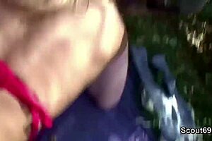 two boys seduce stranger girl to fuck in park for money?