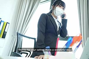 office manager seduces staff with her tight ass