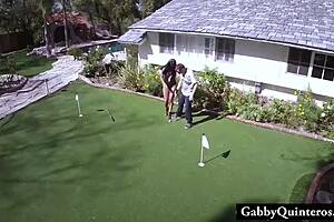 Latina wife Gabby Quinteros fucks lawn guy outdoors