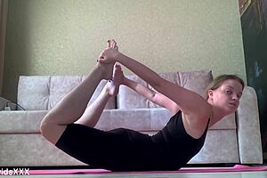 Morning routine yoga and pleasuring pussy