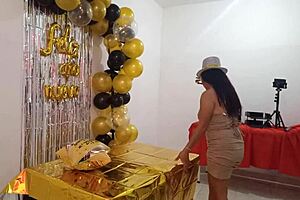 Beautiful Ebony Milf Throws New Year's Eve Party With Her Elegant Vip Whore Dress And Pussy