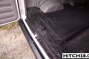 pretty brunette teen 18+ gets rough hardcore fucking in the ass while riding cock outdoors