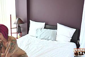 hot redhead penny pax teases in lingerie with anna belle peaks backstage