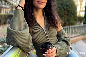 Curly haired brunette slut from Tinder lets me fuck her tits