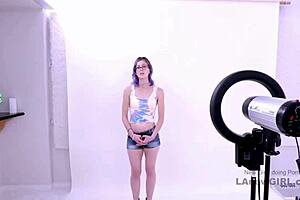 Purple-hair model gets fucked in modeling audition by father-in-law.