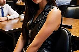 Bored Business Bitch Gets Muff Diving in Leather Heels