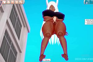 she's masturbating that bunny to orgasm in the game