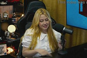 Wow! Brazilian Viamms Girl Bends Over on Podcast Table, Tiny Panties Showing Her Whole Pussy!