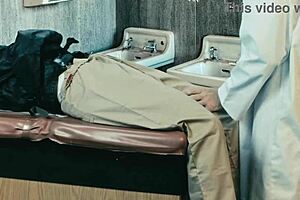 insane woman is kept in a cell and only brought out for use of her pussy