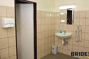 Bride4k: Bride cheats with stranger in locked bathroom, big tits bouncing