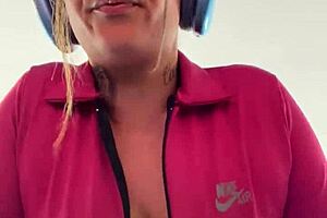 blonde at gym sweating horny from pussy to tits