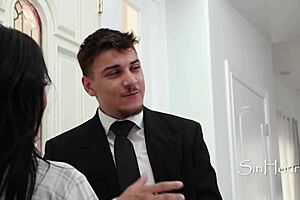 Slippery Massage Turns Wild with Masseuse's Shaved Pussy