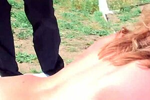 alice bell gets fucked outside in heels with blowjob and fingering