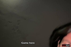 Risky public anal sex in elevator with pov blowjob and cum on ass.