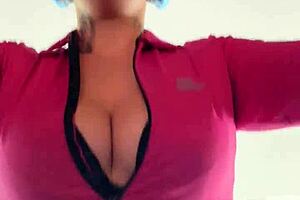 blonde at gym sweating horny from pussy to tits