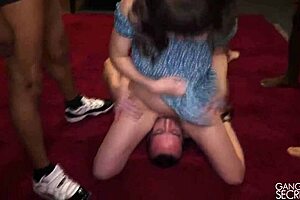 After six intense creampies, they dive into a wild blowbang session.