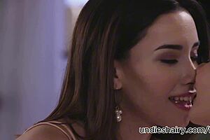 sexy petite 18+ lesbians aria lee and alex de la flor scissoring hard. they cum so intense, wow! 😍