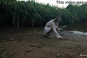 teen alice flore fingers shaved pussy camping