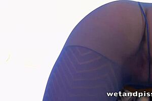 Blonde Squirts Through Pantyhose While Fingering Her Wet Pussy