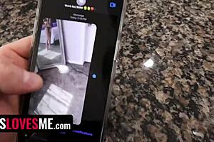 Sexy stepsis sends nude videos from bathroom showing off her small natural tits in pov