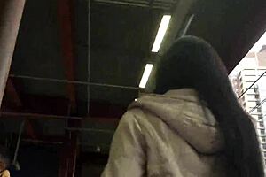Hidden Nylon Ass in Jeans and Boots Caught on Train in Bold Street Action