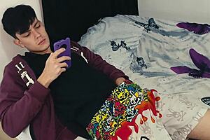 My stepson was jerking off with tantaly doll, so i helped with his penis.