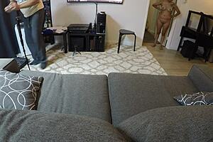 mandy mynxx gagging on cock in sofa pov blowjob