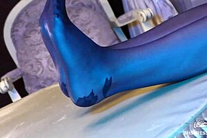 Goddess In Black Pantyhose Teases With Heels And Feet