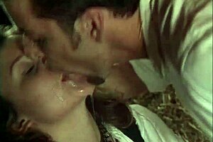 German farmer teases with blonde cougar, swallowing cum from two cocks