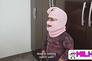 Hey, stepson, see your stepmother's big tits getting pounded by three thieves?