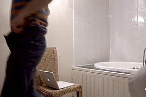 I-I invited my regular customer over for some sloppy spooning fun with my big cock.