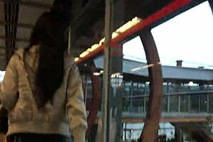 Hidden Nylon Ass in Jeans and Boots Caught on Train in Bold Street Action