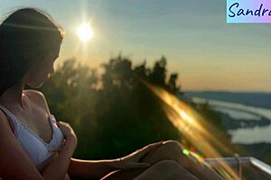 Oh, nipple play in paradise with that pretty brunette!