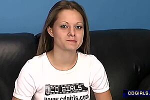 Teen brunette introduces vibrator for first masturbation solo with toys