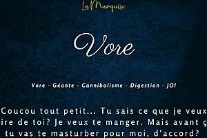 Giantess gives french audio jerk off instructions in vore porn