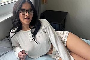 horny neighbor gets unexpected fuck with cum on tits