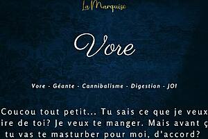 Giantess gives french audio jerk off instructions in vore porn