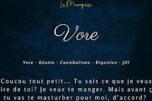 Giantess gives french audio jerk off instructions in vore porn