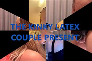 bend over and let me fuck your holes, master pisses on slave's messy pussy in latex.