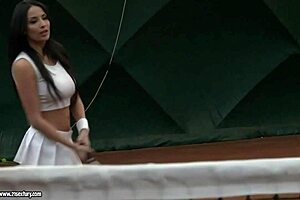 i fucked Anissa Kate's big tits and ass on the tennis court, but her tight asshole was so intense i almost came early!