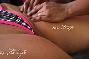 Put My Bikini Deep in My Pussy and the Naughty Masseuse Got So Horny Seeing Me Topless!