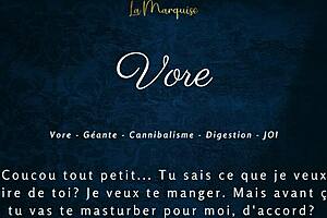 Giantess gives french audio jerk off instructions in vore porn