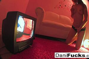 Sexy brunette dani daniels teases her wet pussy and big tits before getting off intensely