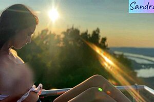 Oh, nipple play in paradise with that pretty brunette!