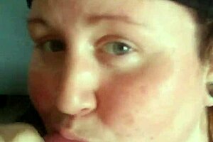 beautiful girl flashes cock in garage and starts sucking eagerly. her skills impress instantly.