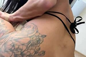 i feel so cute exploring anal sex in my black bodysuit with huge doggystyle.