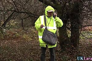 British Milf Whore Rips Stockings for Big Cock Cum in Mouth