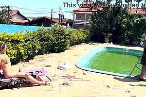 Wife Waits for Husband to Leave and Fucks Pool Cleaner in See-Through Outfit