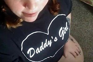 beautiful girl flashes cock in garage and starts sucking eagerly. her skills impress instantly.